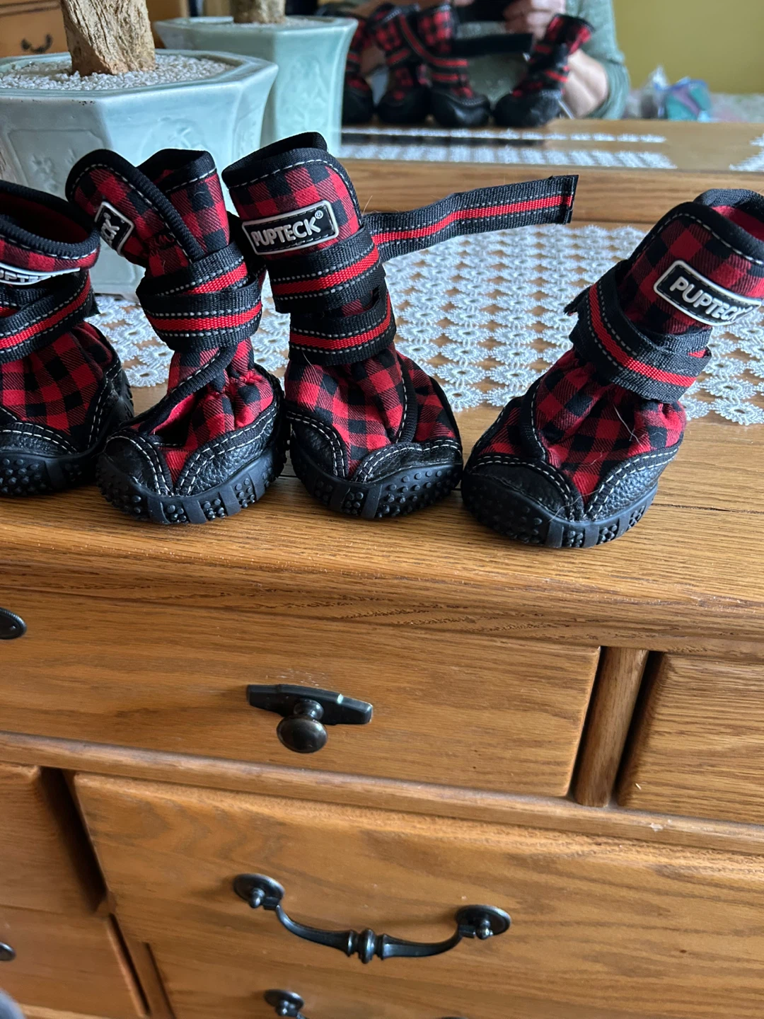PupTeck Dog Boots - Red Plaid