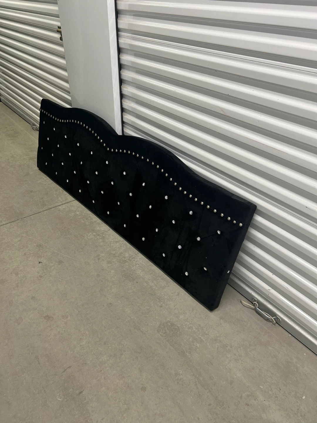 New King Size Bed Black Velvet Headboard with Crystal Accents - photo 5
