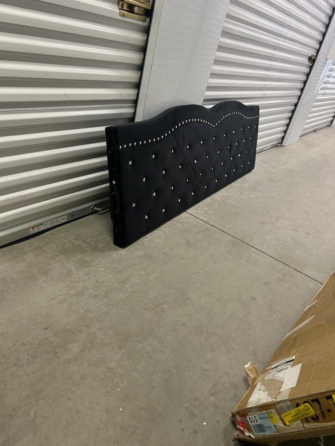 New King Size Bed Black Velvet Headboard with Crystal Accents - photo 4
