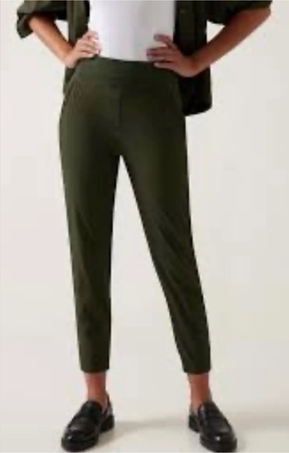 NWT Athleta Nolita Slim Tapered Crop Pant Aspen Olive Sz 12 T  🥕
