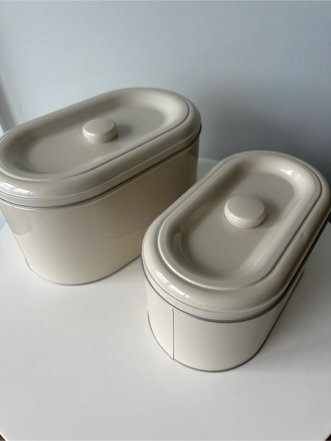 🥕 IKEA Metal Tins (Set of 2) – Beige/Cream