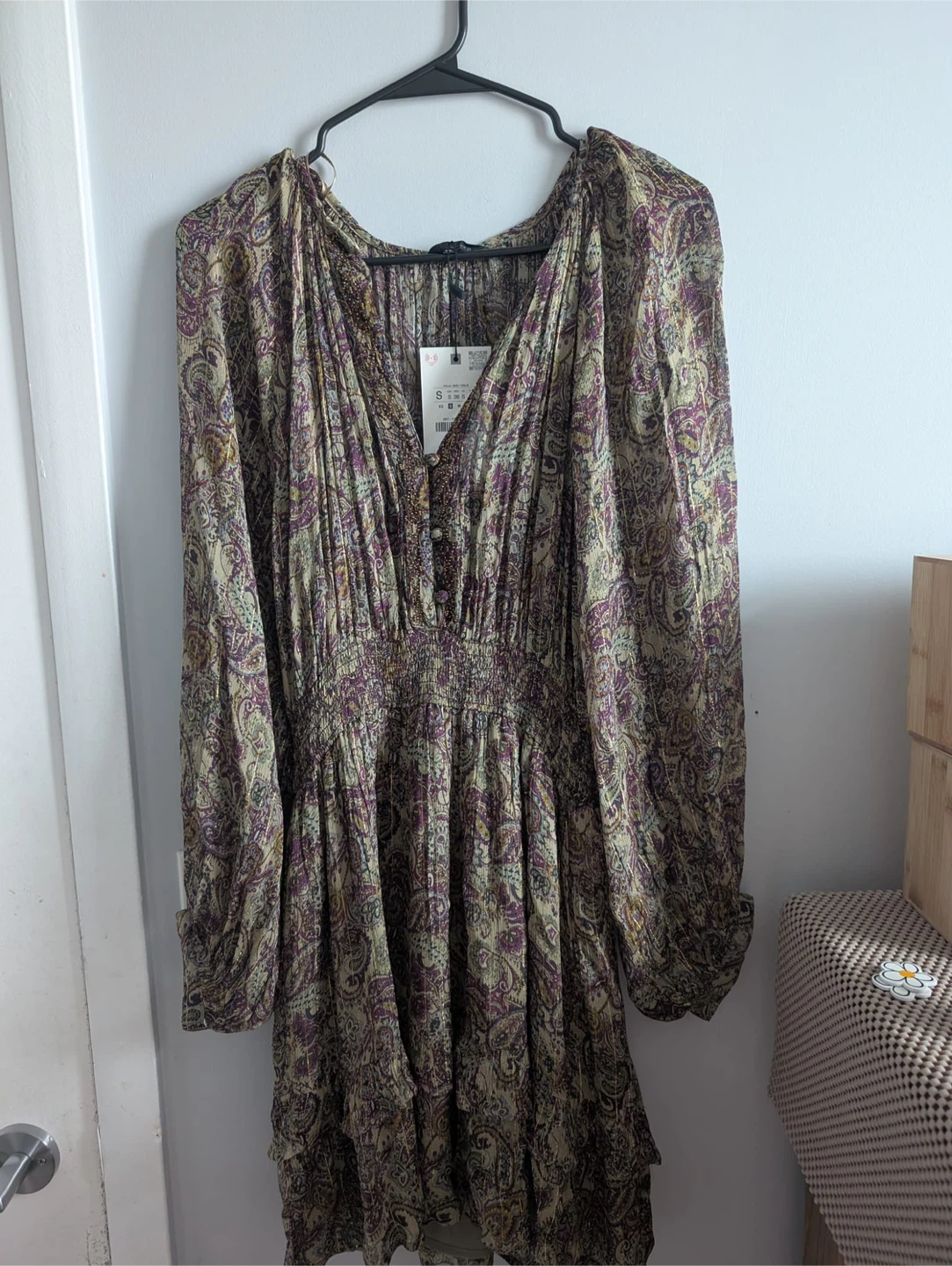 New ZARA Paisley Print Ruffle Mini Dress - photo 3