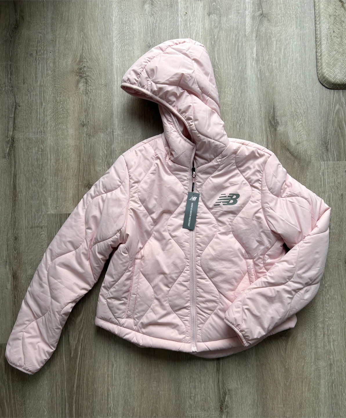 New Balance Pink Quilted Hooded Jacket Small