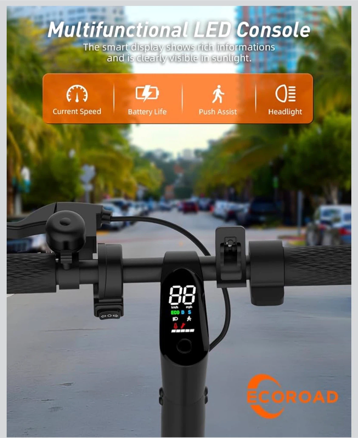(As is) ECOROAD Electric Scooter, 25-29KM range, 350W, 30KM/h - photo 4