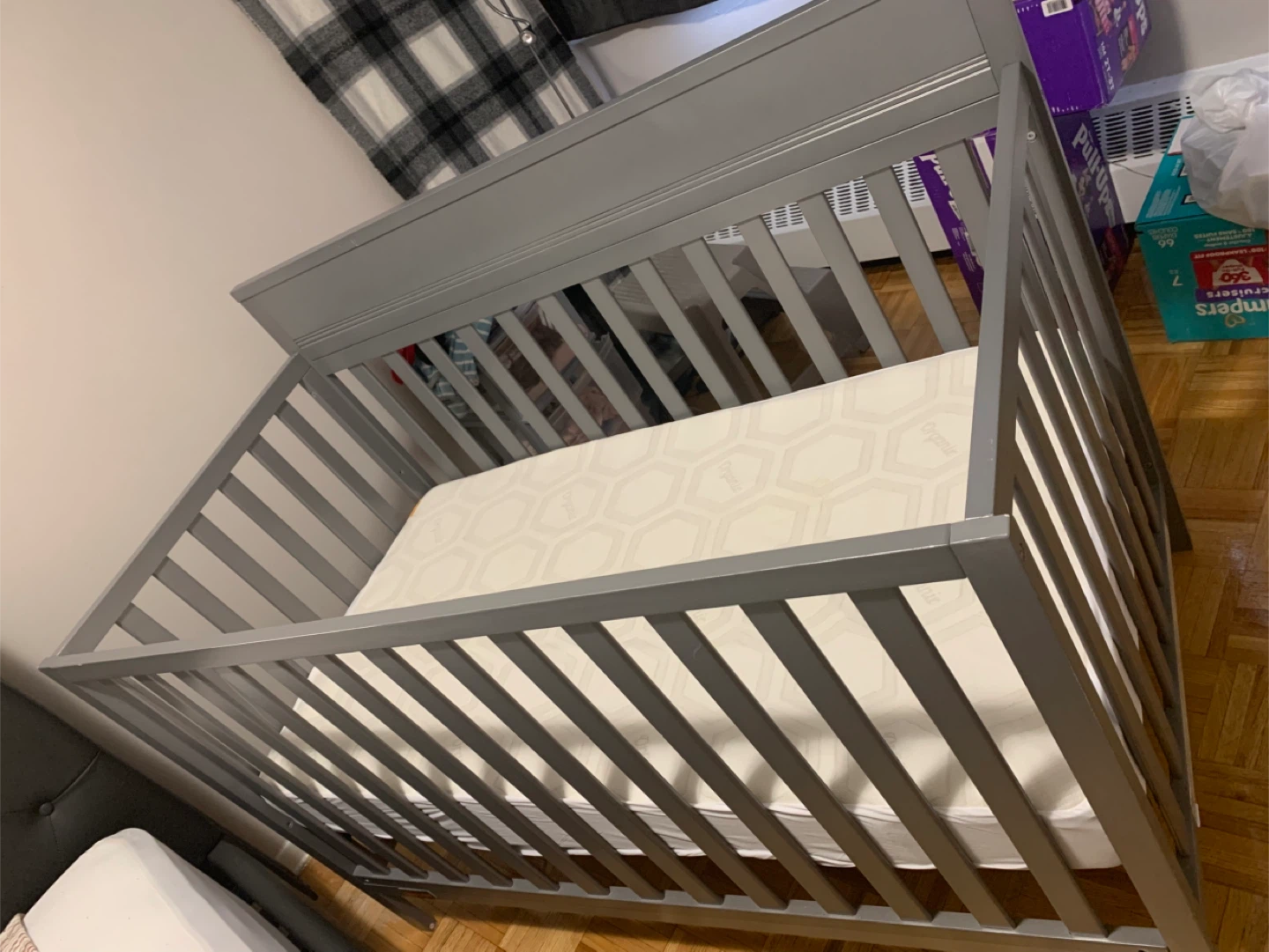 Grey Convertible Crib with Mattress - photo 2