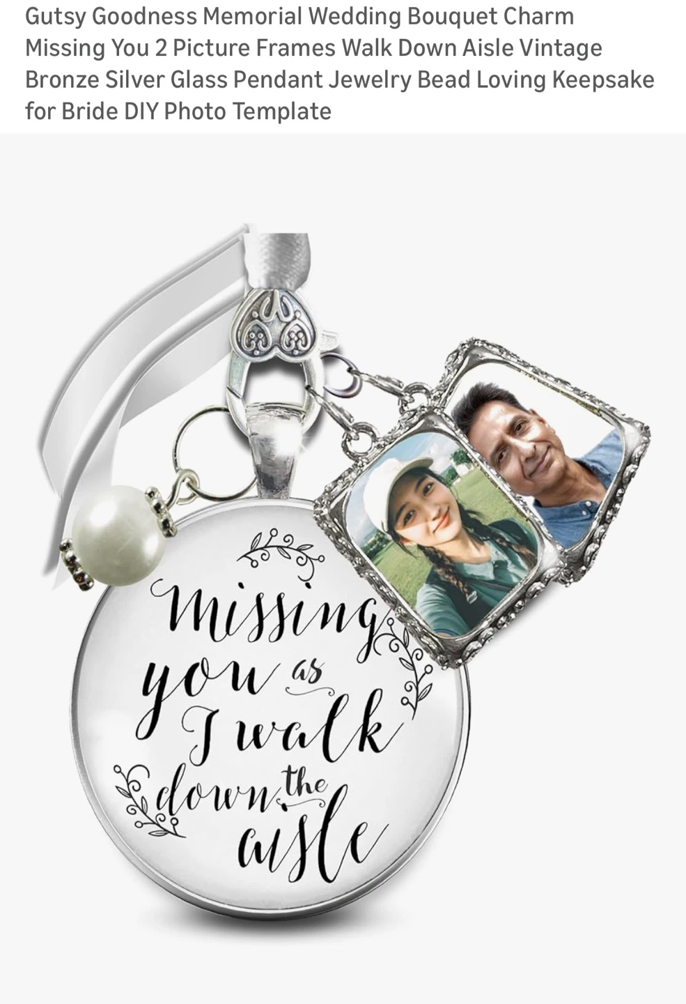 Wedding Bouquet Charm with 2 Picture Frames