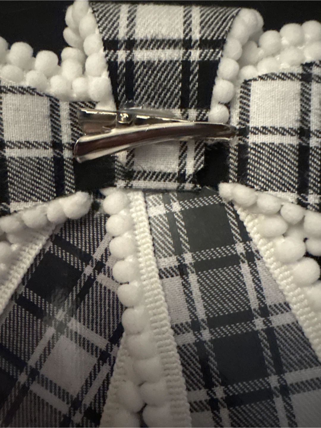 🥕 Black and White Plaid Bow clip BIG - photo 2