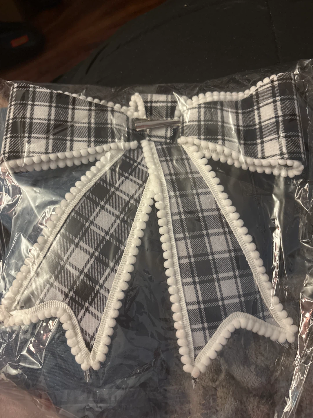 🥕 Black and White Plaid Bow clip BIG - photo 4