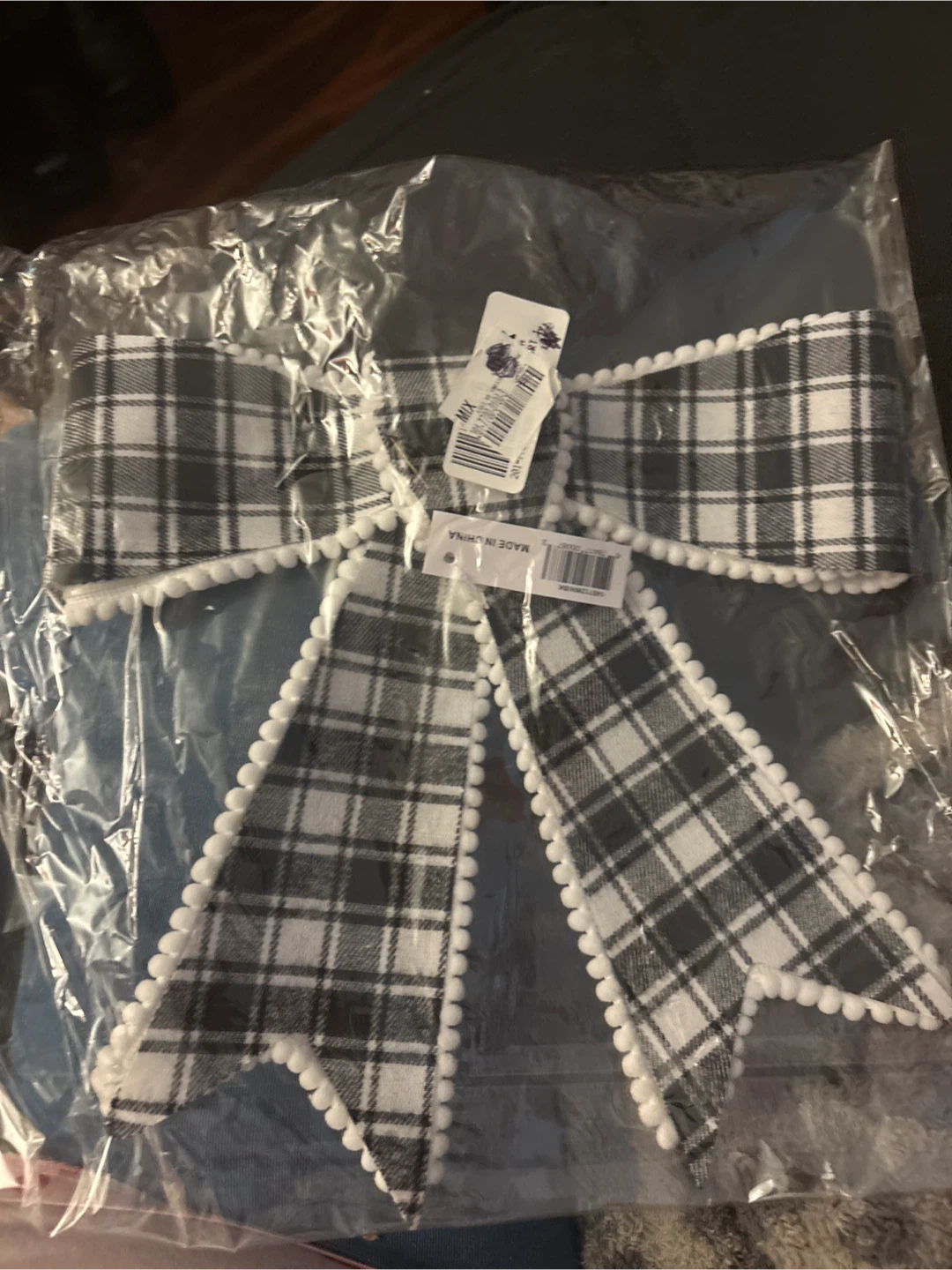 🥕 Black and White Plaid Bow clip BIG - photo 5