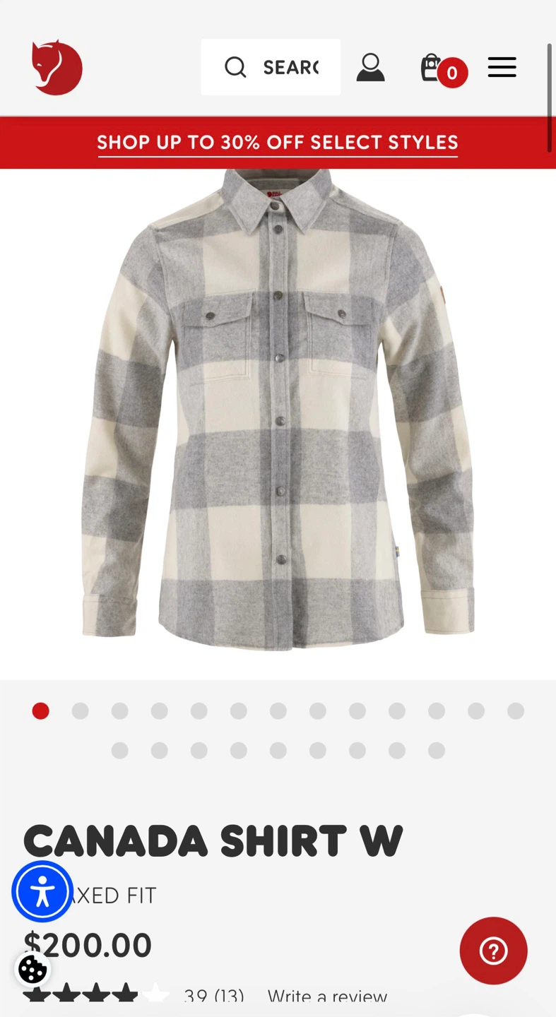 Fjällräven Canada Shirt W Women's L Grey Plaid Flannel Comfort - photo 3