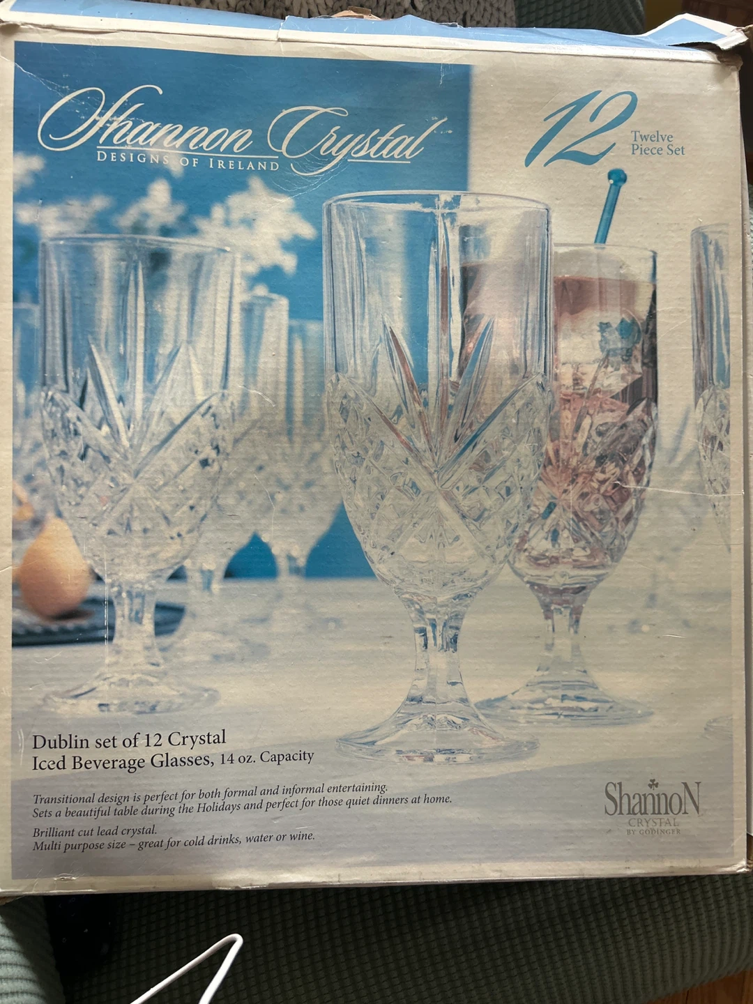 Shannon Crystal Dublin Iced Beverage Glasses Set of 12