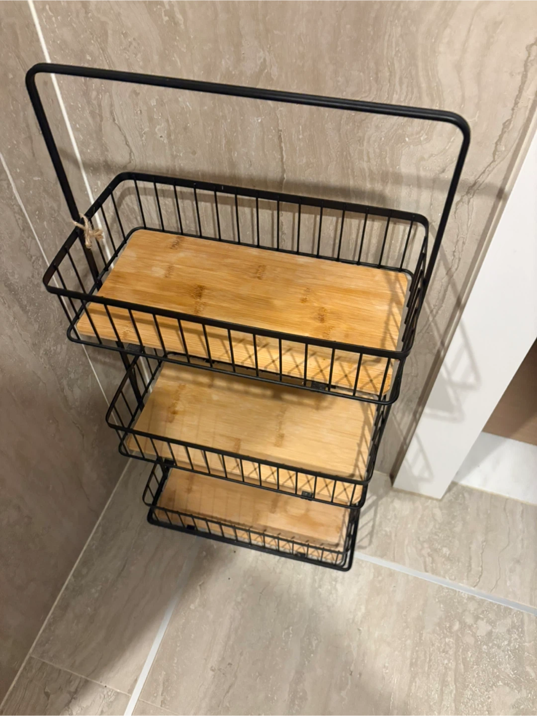 3-Tier Wire Basket Shelf with Wood Shelves - photo 3