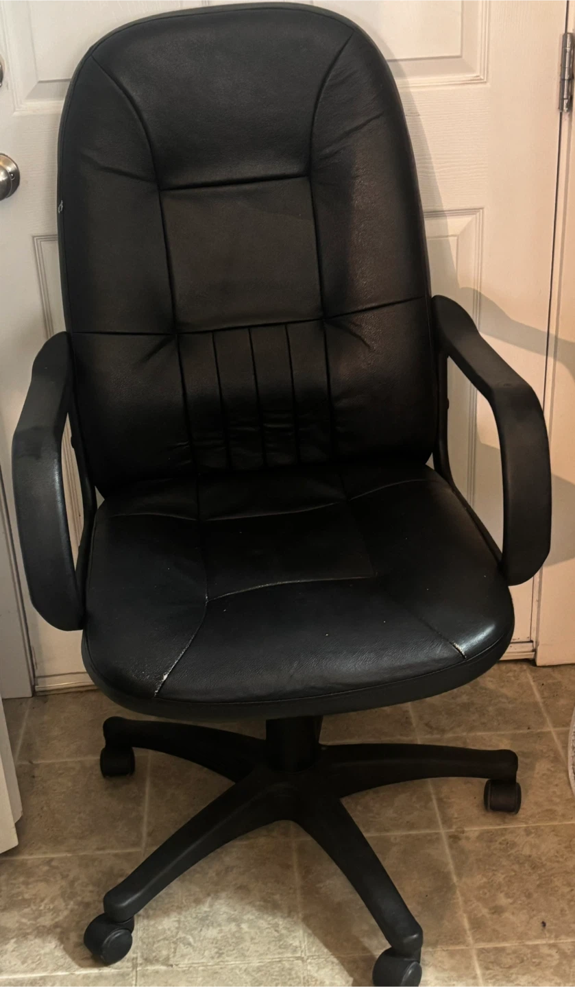Black Faux Leather Office Chair