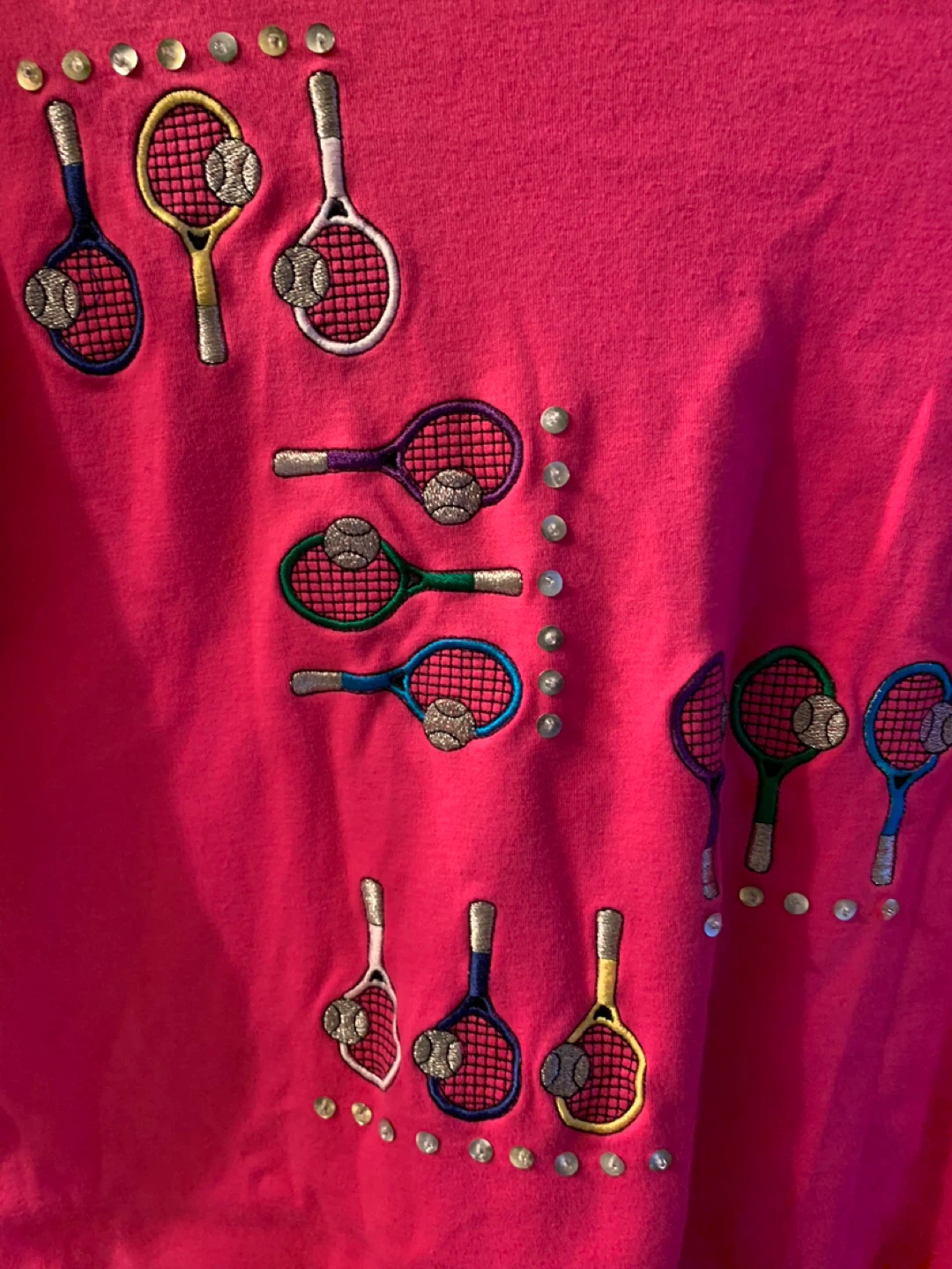 Pink T-Shirt with Tennis Racquet Embroidery - photo 2