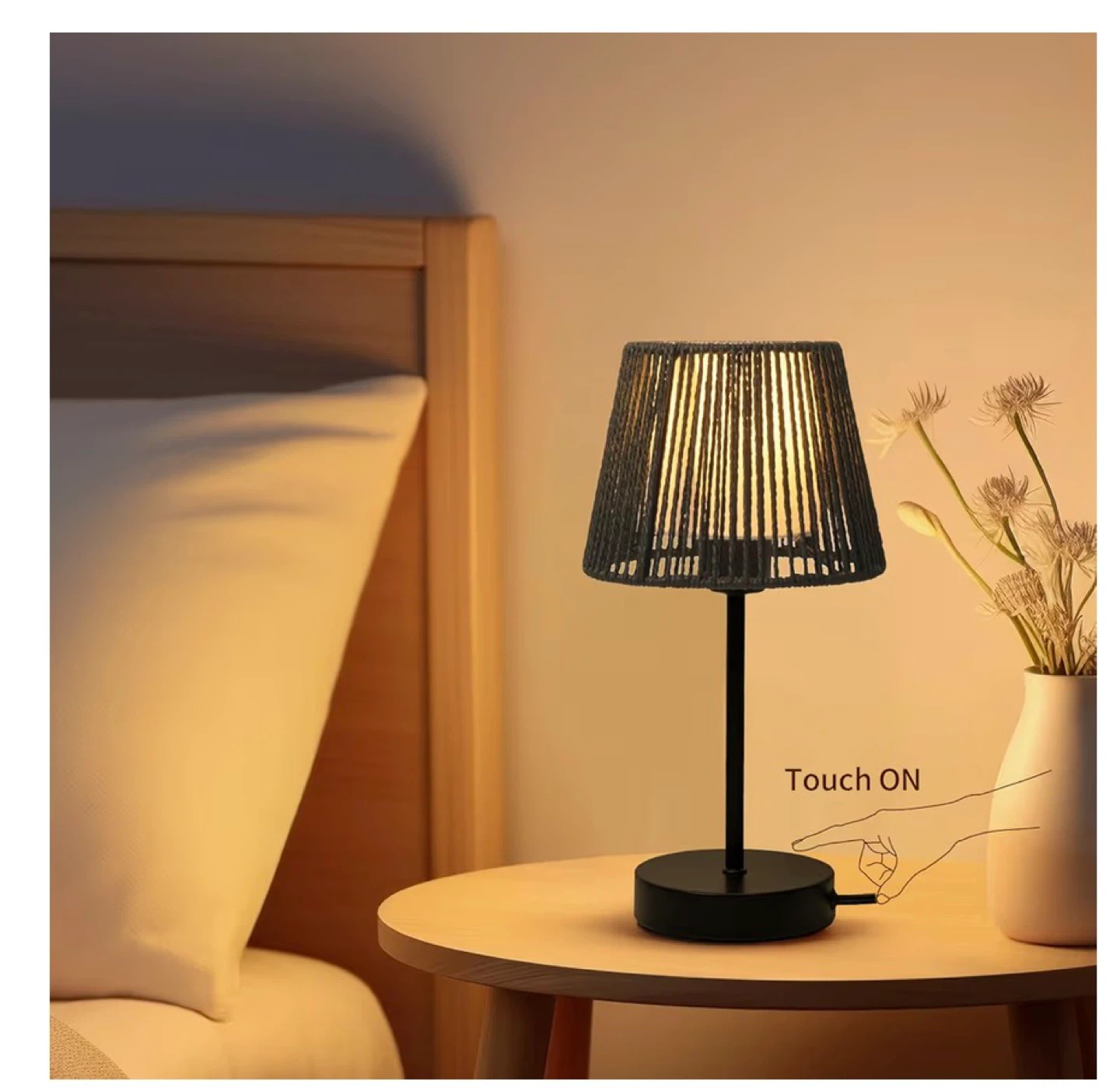 2 Touch Control Boho Rope Table Lamp - 14.2" - Black - photo 2
