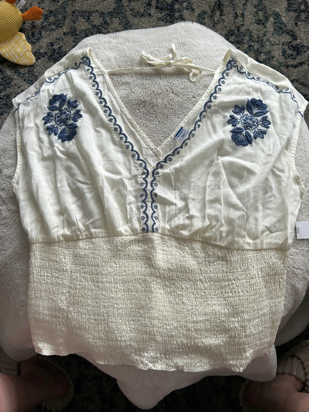 Old Navy Embroidered Smocked Waist Top - Large