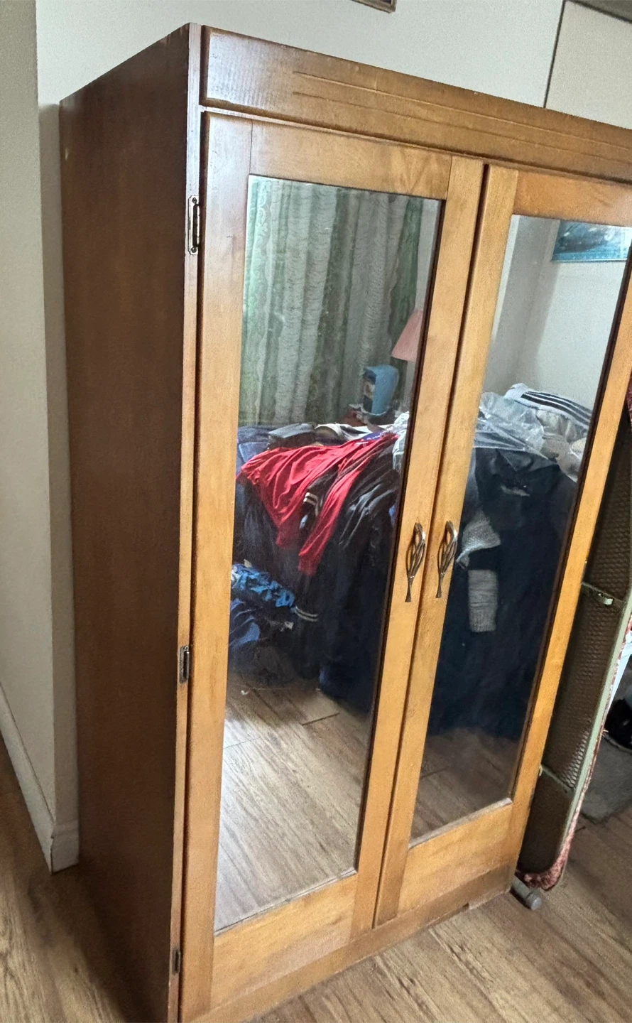 Wooden Wardrobe with Mirrored Doors