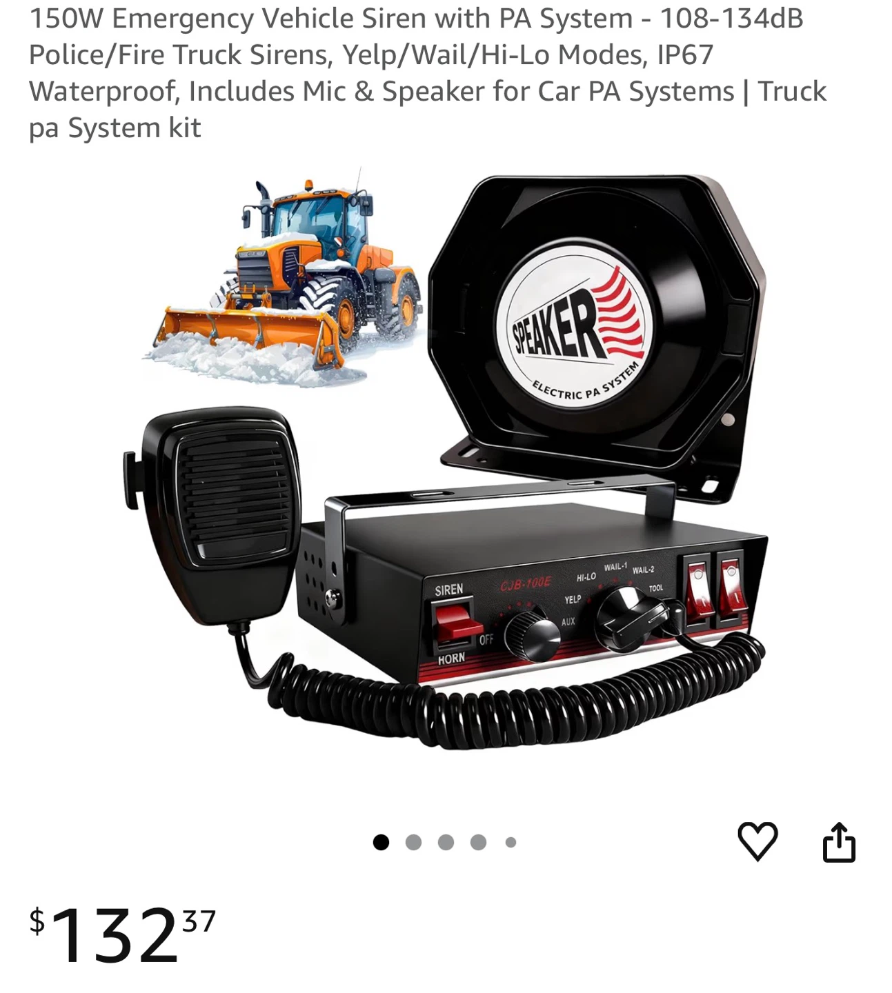 YYATYS CJB-100E 150W Emergency Vehicle PA System mic EV15