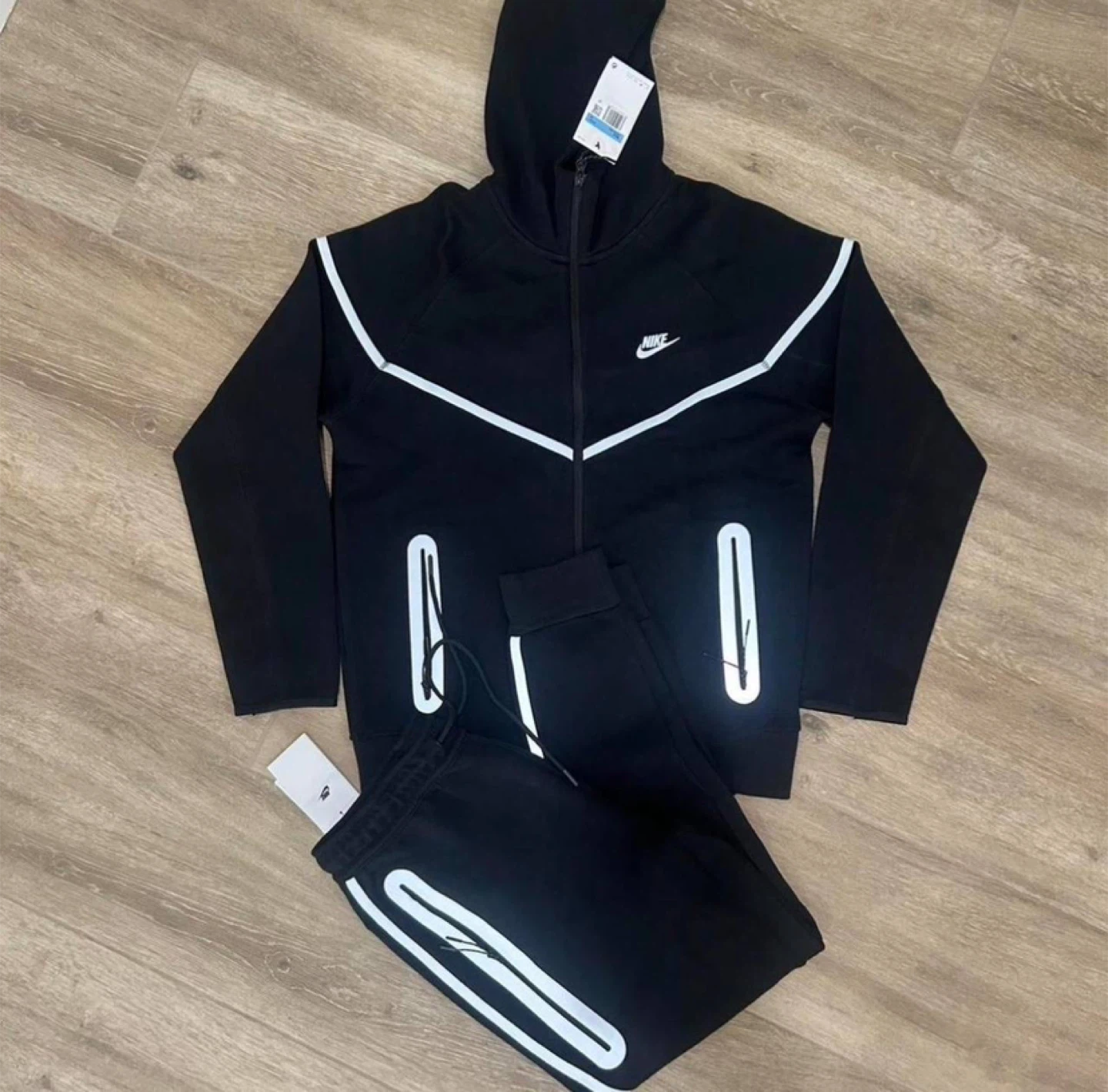 Nike Black/White Reflective Tech Fleece Set - All Sizes