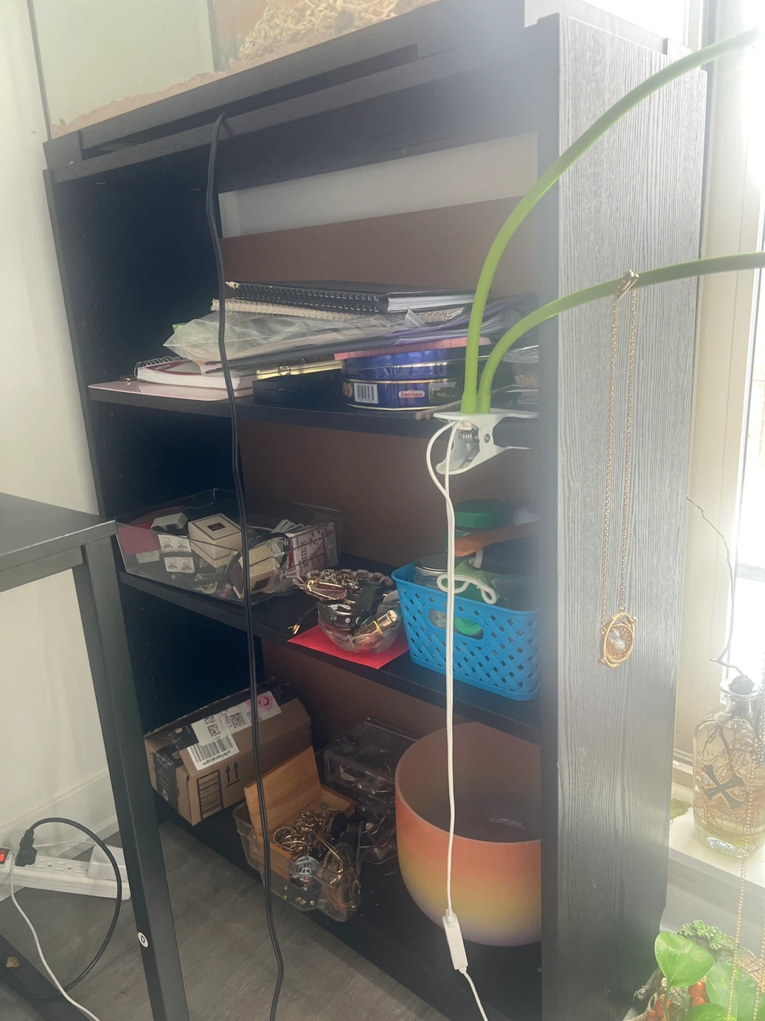 Black multi-shelf bookcase