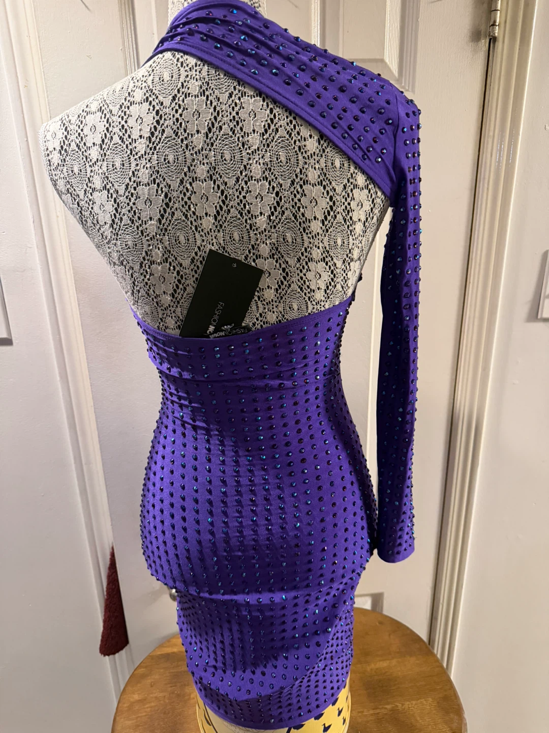 New Purple Beaded One-Shoulder Dress - photo 3