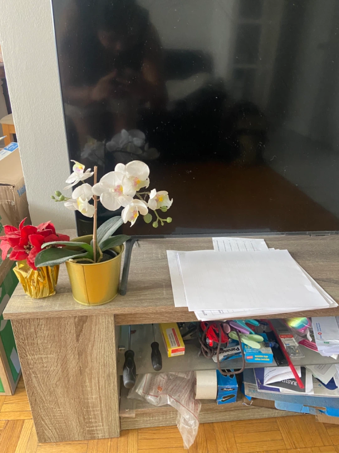Artificial Orchid Plant in Gold Pot