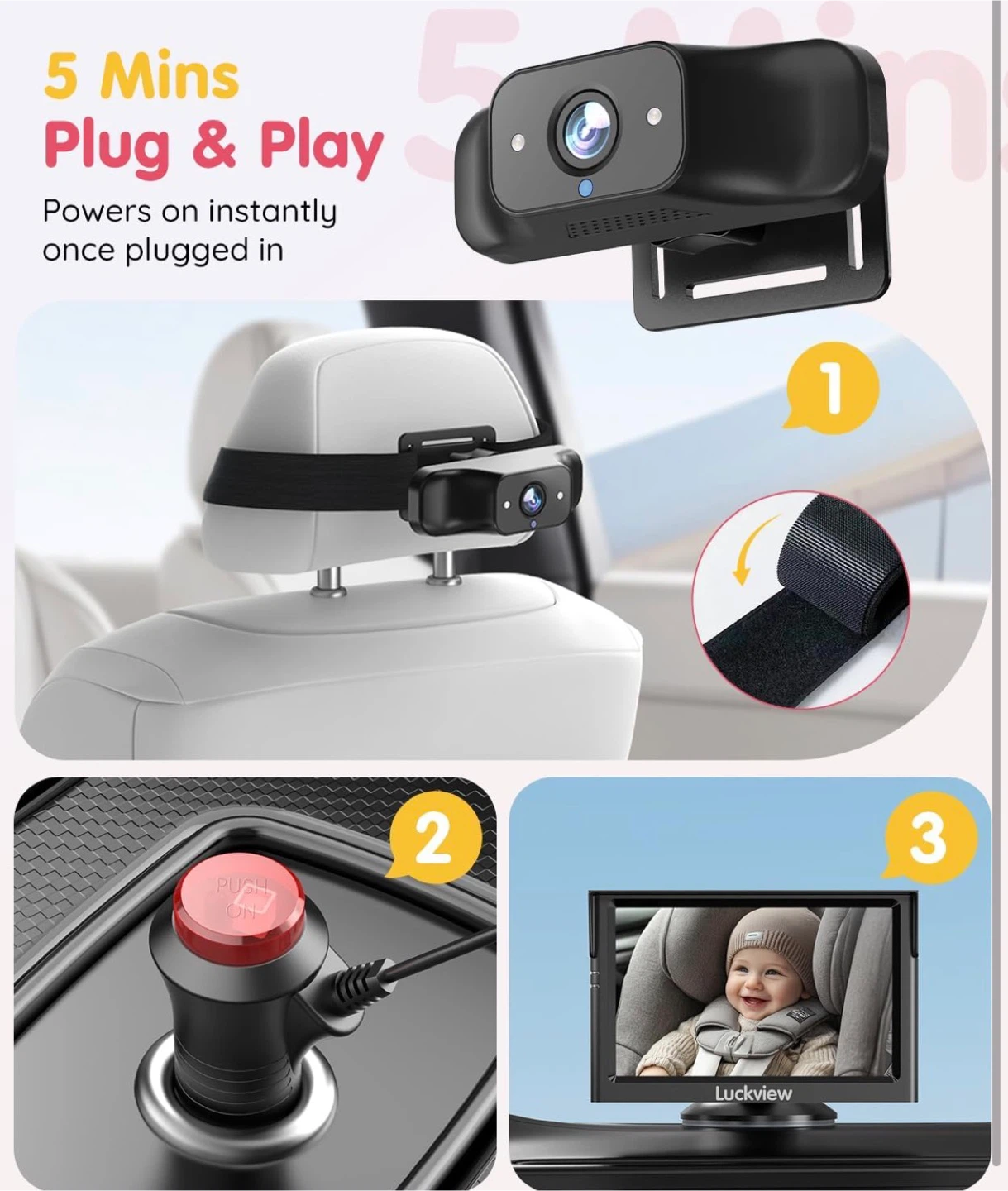 Luckview 5.2" 1080P Baby Car Monitor - photo 5