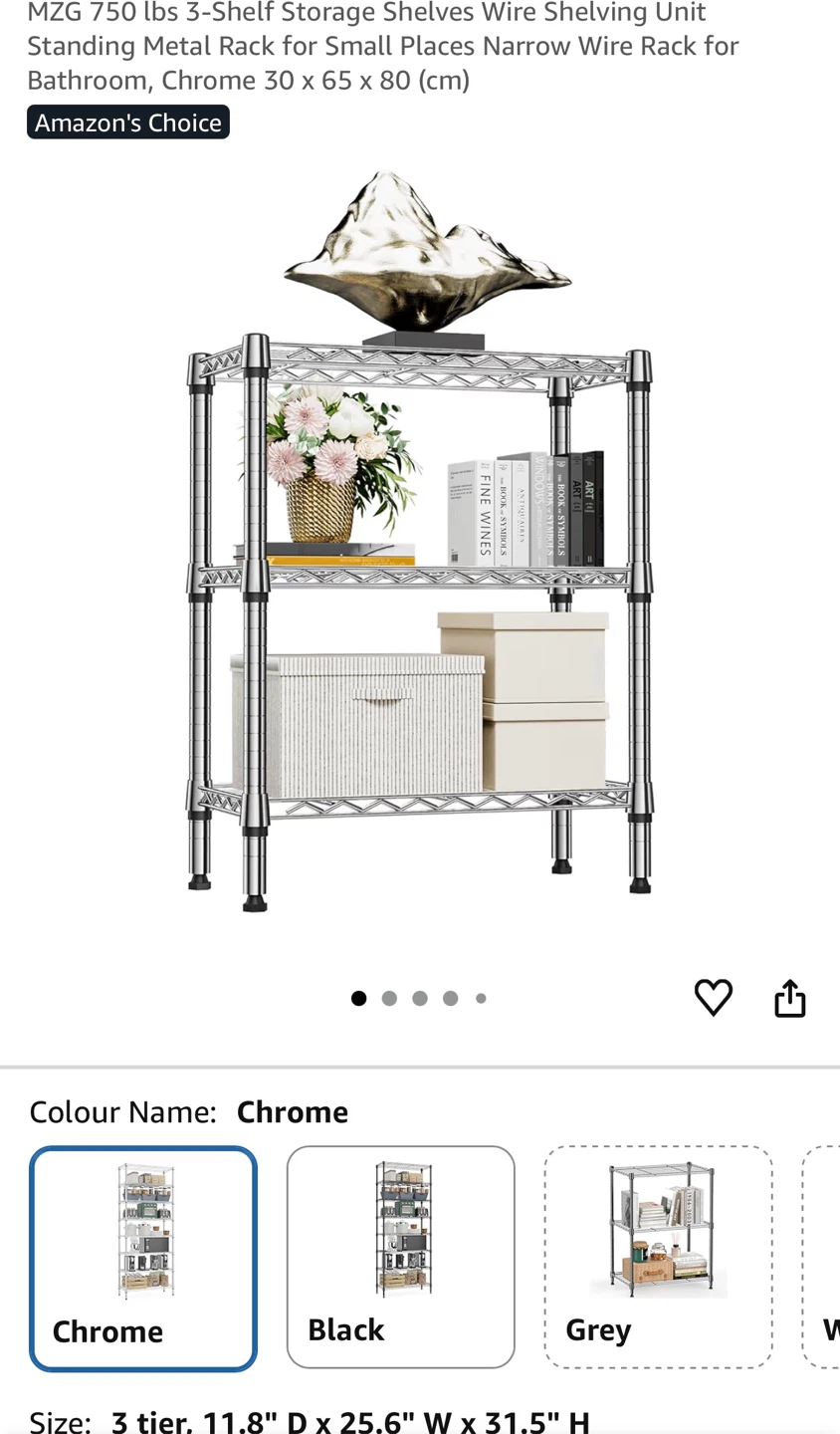 MZG 3-Tier Chrome Wire Shelving Unit