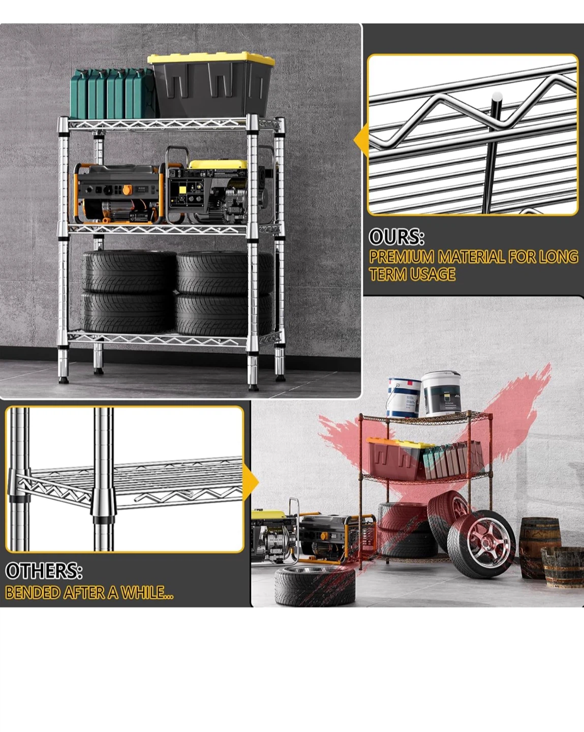 MZG 3-Tier Chrome Wire Shelving Unit - photo 4