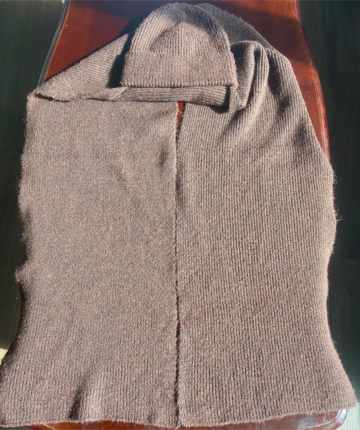 Brown Knit Balaclava and Scarf Set - photo 3