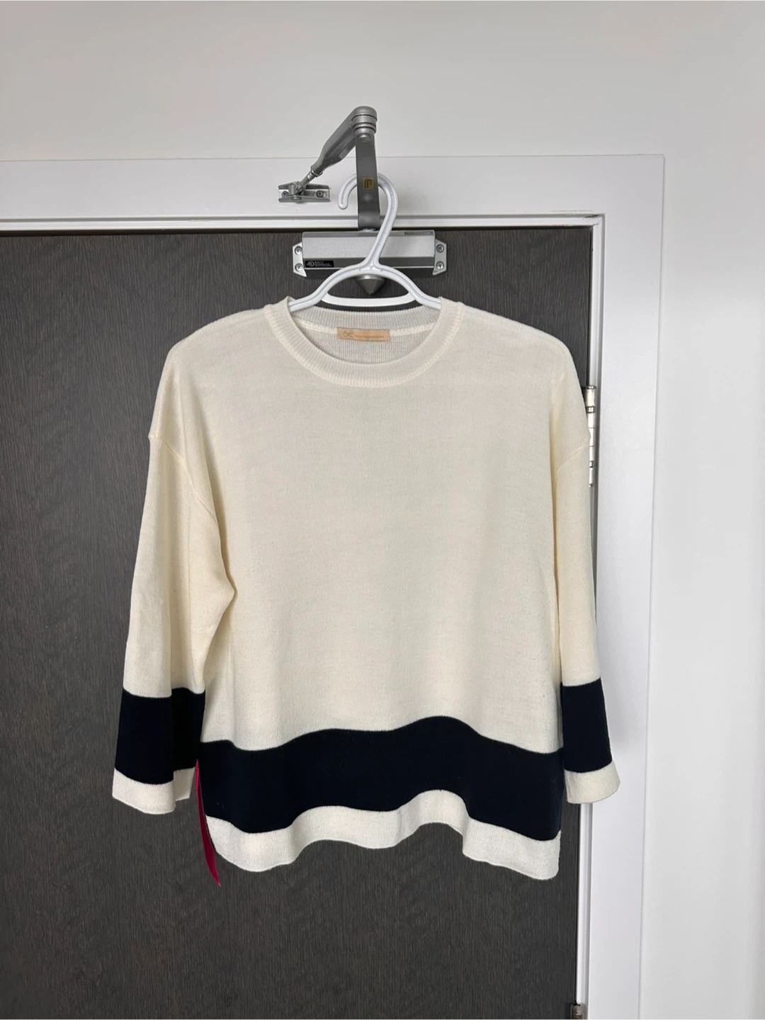 Cream and Black Striped Knit
