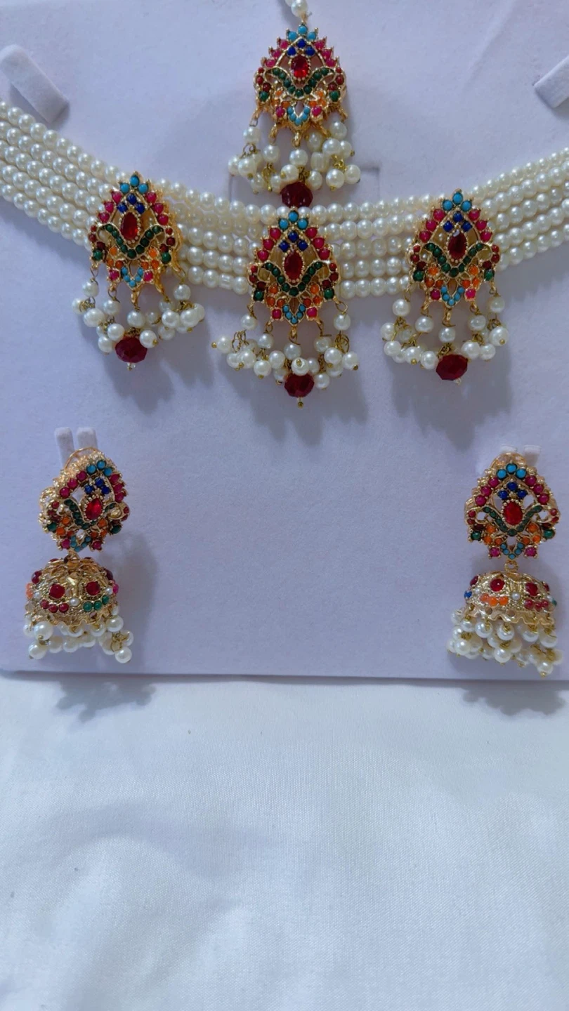 Nauratan Gold-Tone Jewellery Set with Multi-Coloured stones - photo 2