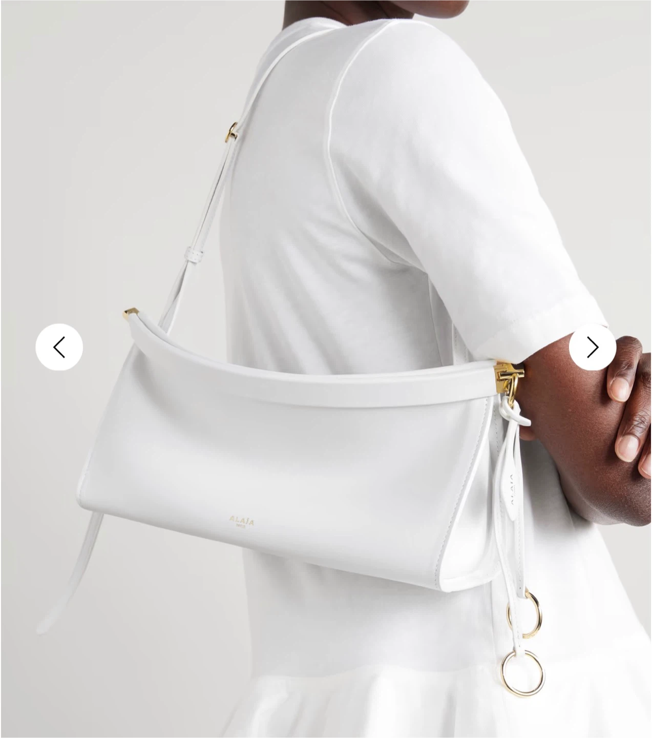 ALAÏA White Leather Shoulder Bag – Gold Hardware