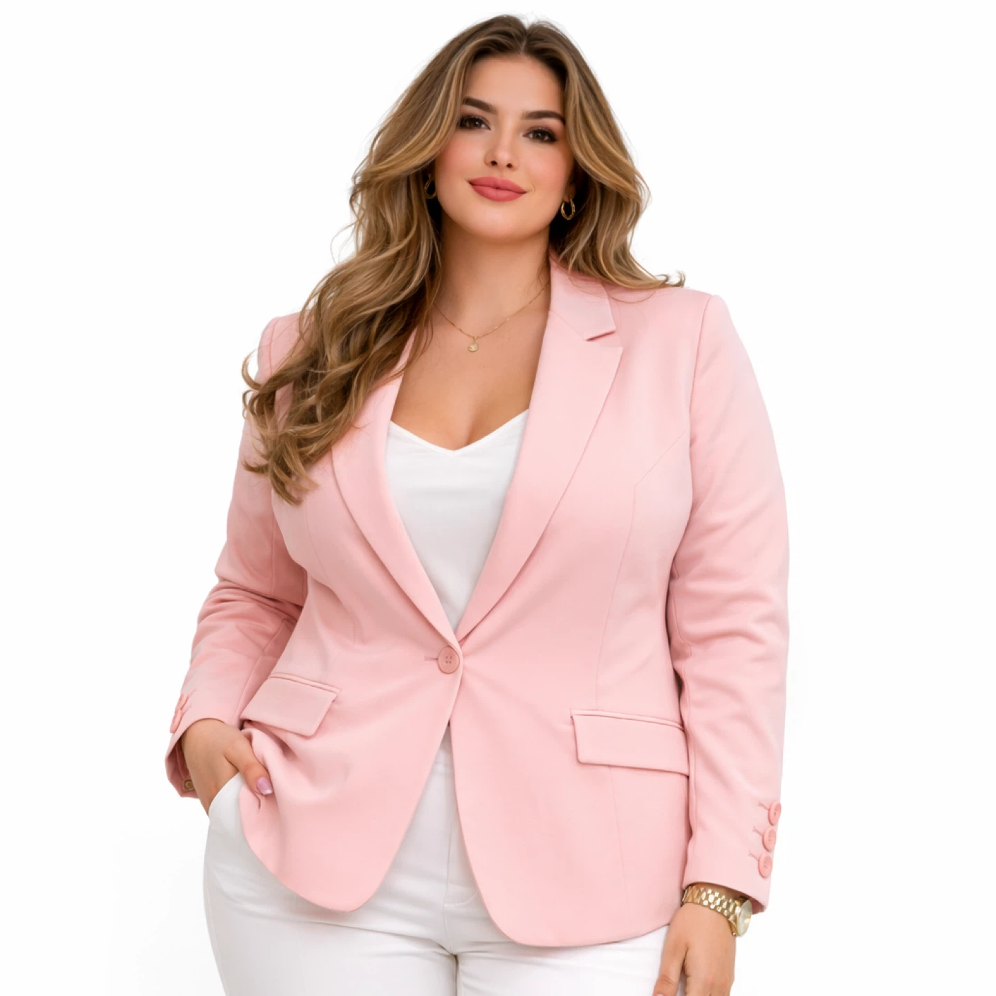 Michel Studio Women’s Pink Blazer Jacket Size US 1X , New
