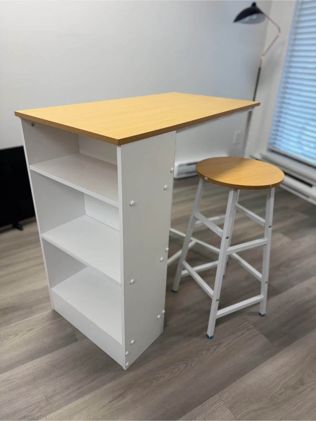 Oak Finish Bar Table with 2 Stools - photo 5