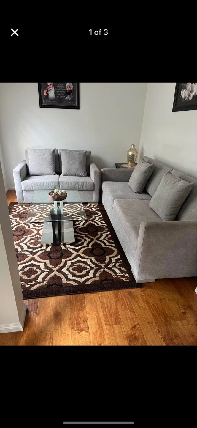 Grey Sectional Sofa and Loveseat Set