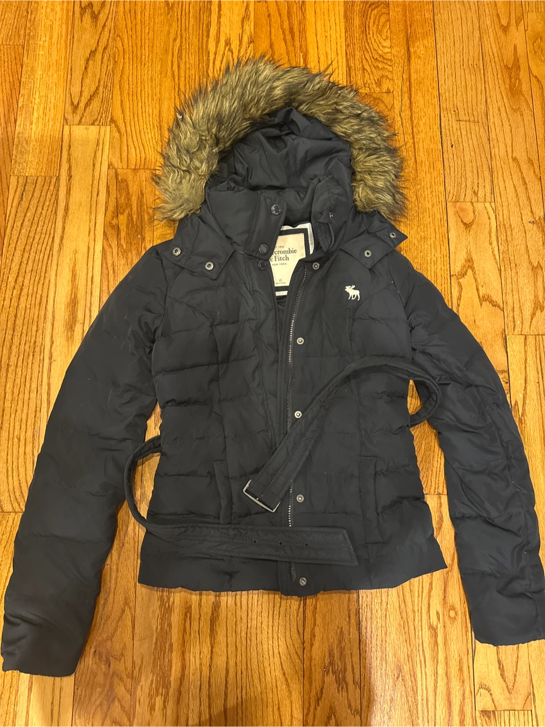Abercrombie & Fitch Puffer Jacket with Fur Trim Hood