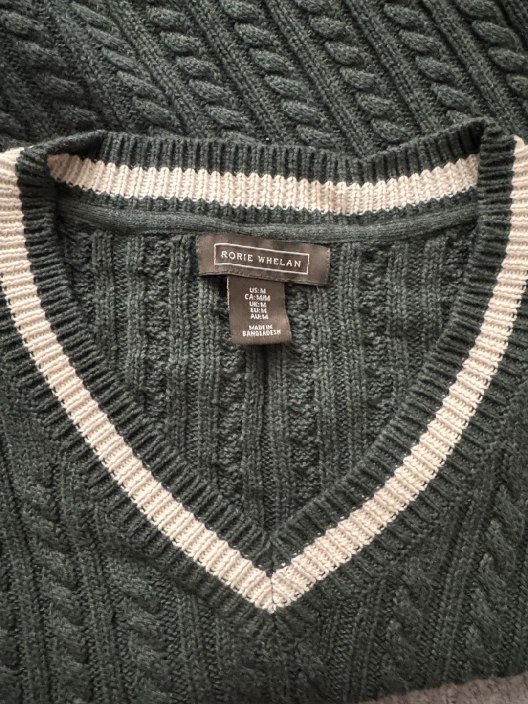 Green cable knit sweater vest