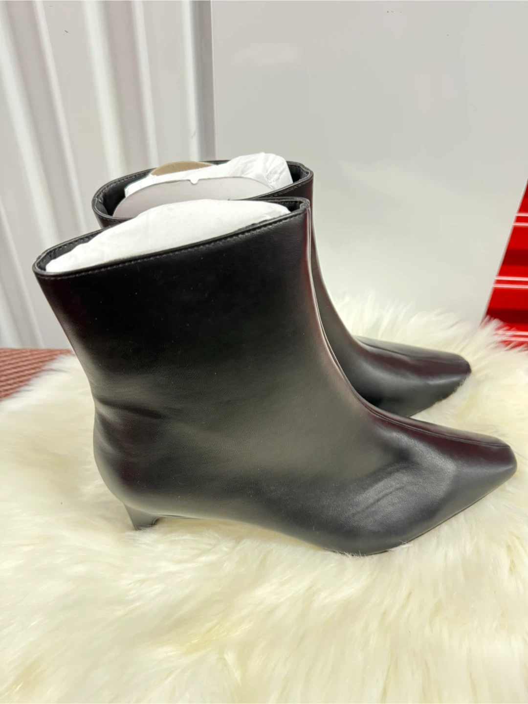 Black Vegan Leather Dress Booties Size 10 - photo 4