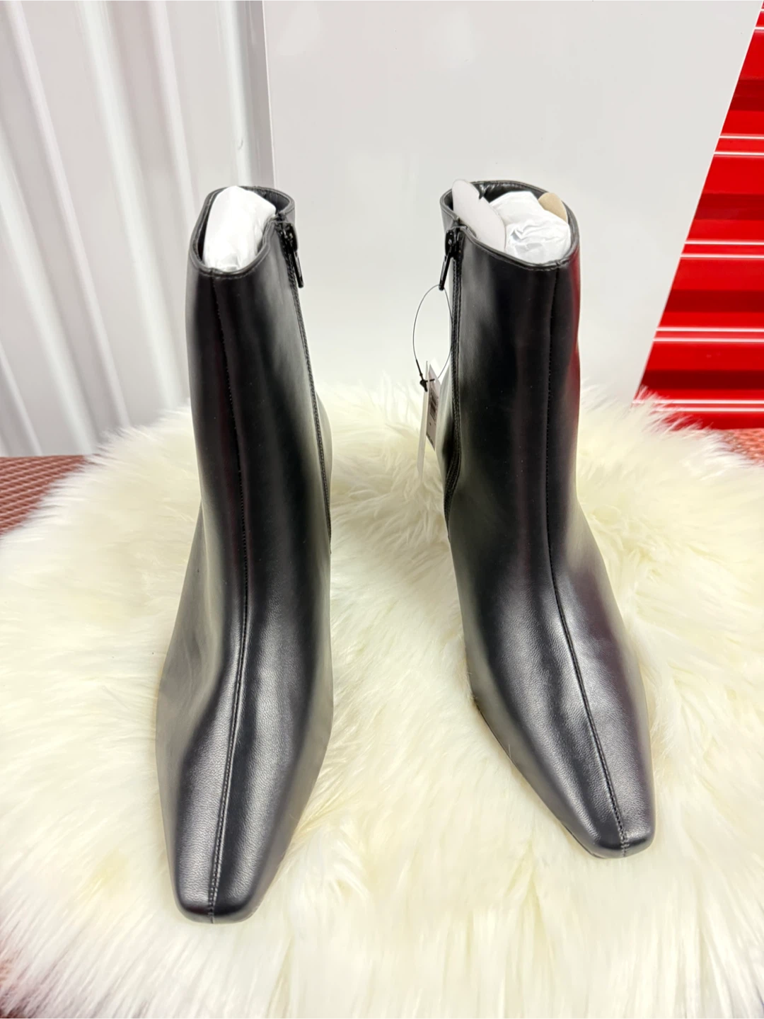 Black Vegan Leather Dress Booties Size 10
