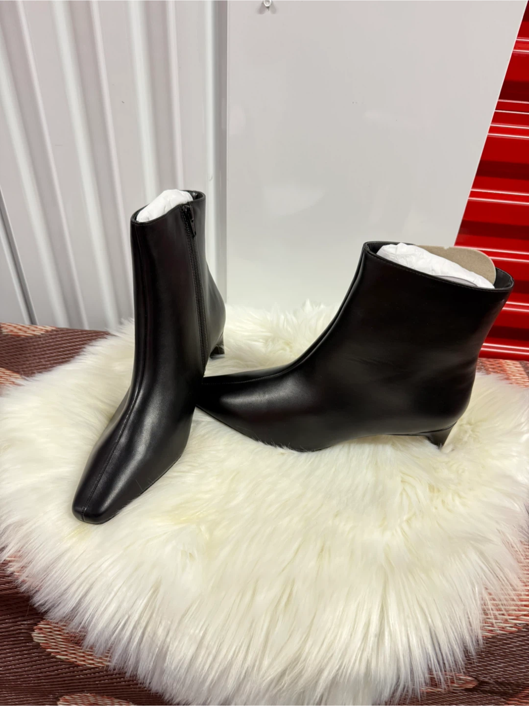 Black Vegan Leather Dress Booties Size 10 - photo 2