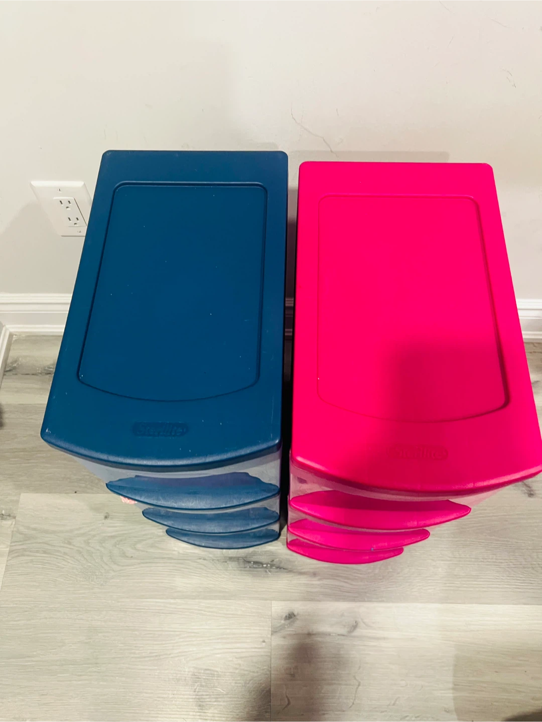 Sterilite 3 Drawer Storage Units (Blue & Pink) - Set of 2