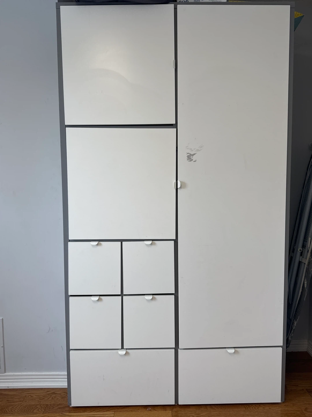 White Wardrobe with Drawers and Cabinet Doors