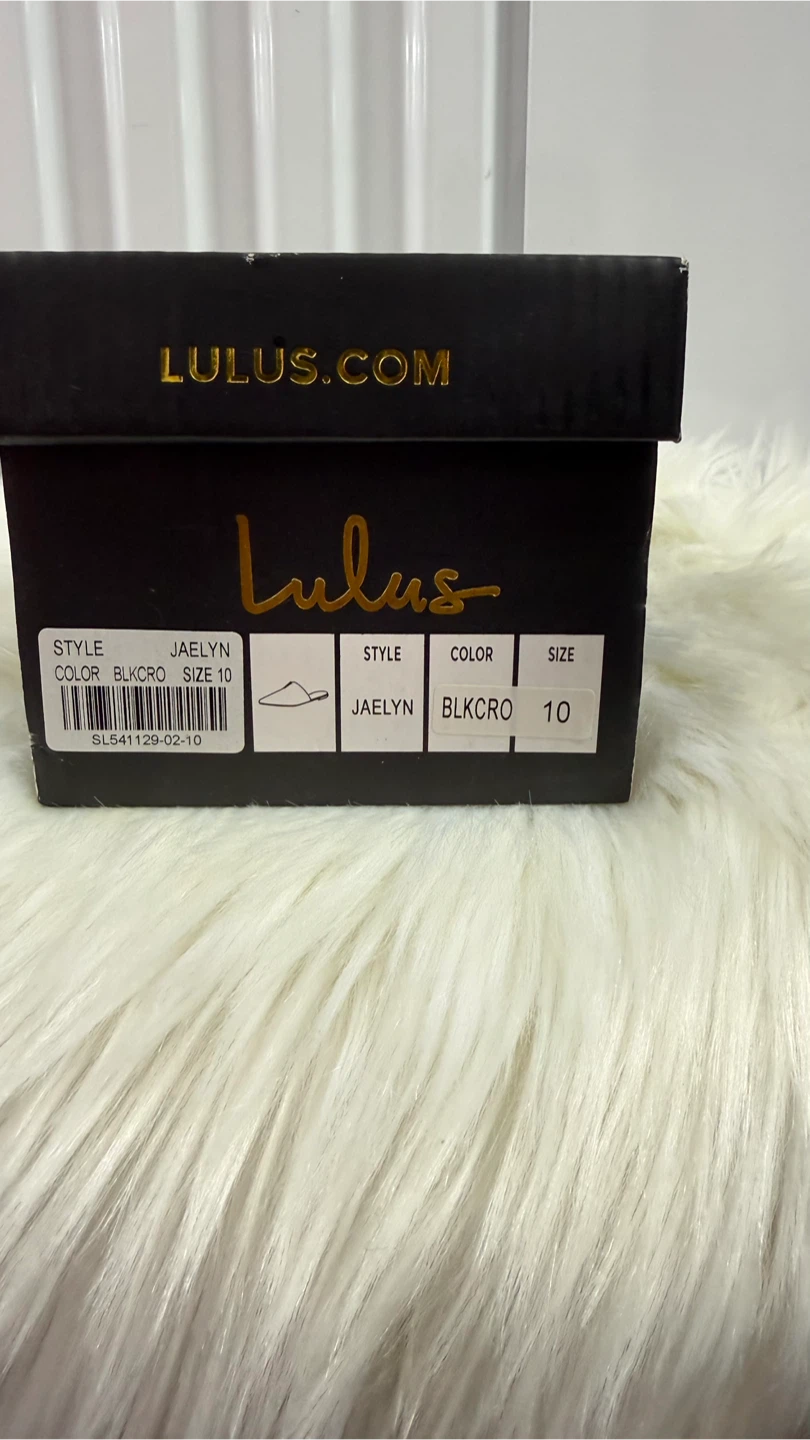 Lulus Jaelyn Black Croc Pointed Toe Mules Flats Size 10 - photo 5