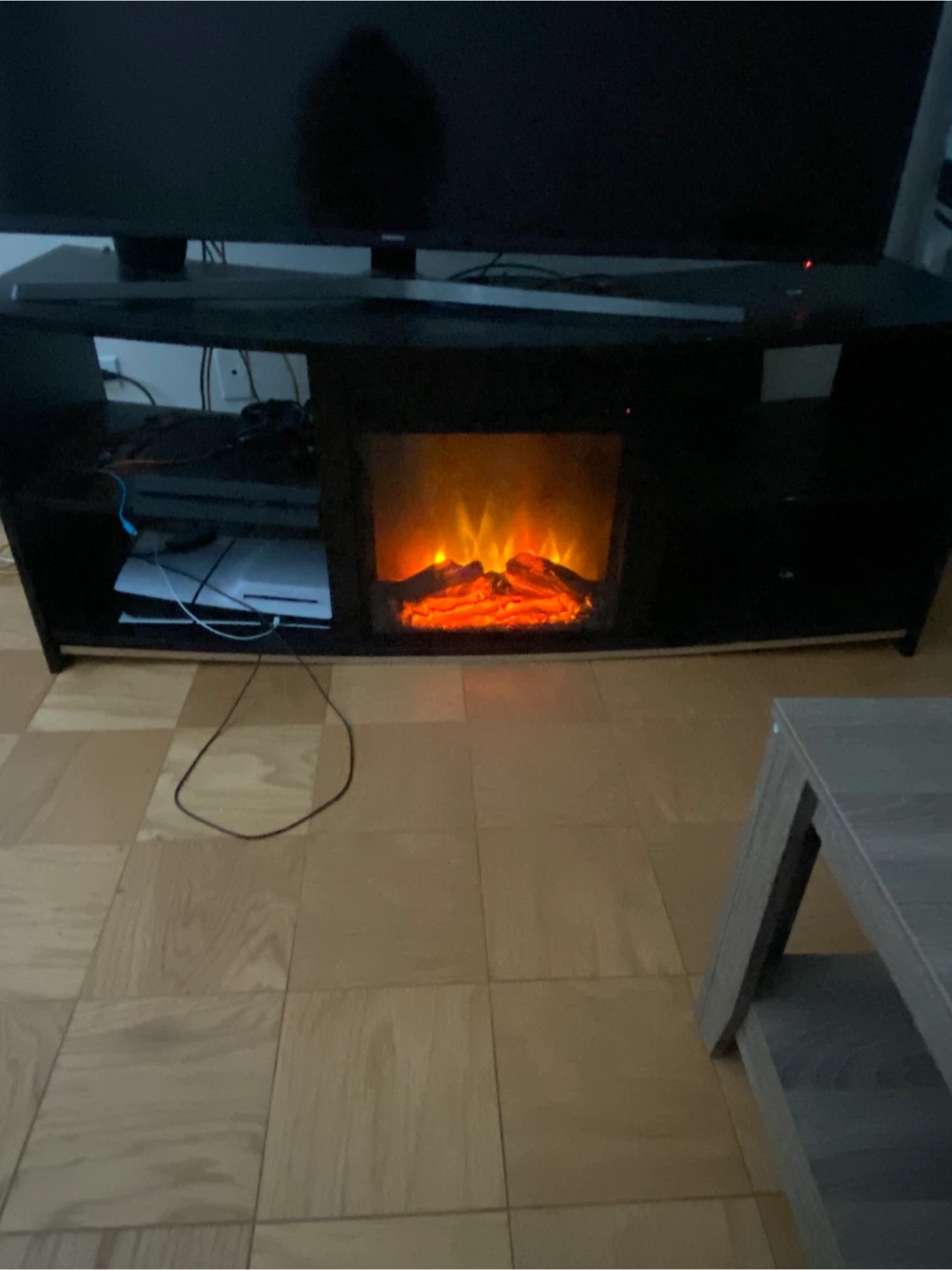 Black Entertainment Center with Electric Fireplace - photo 2