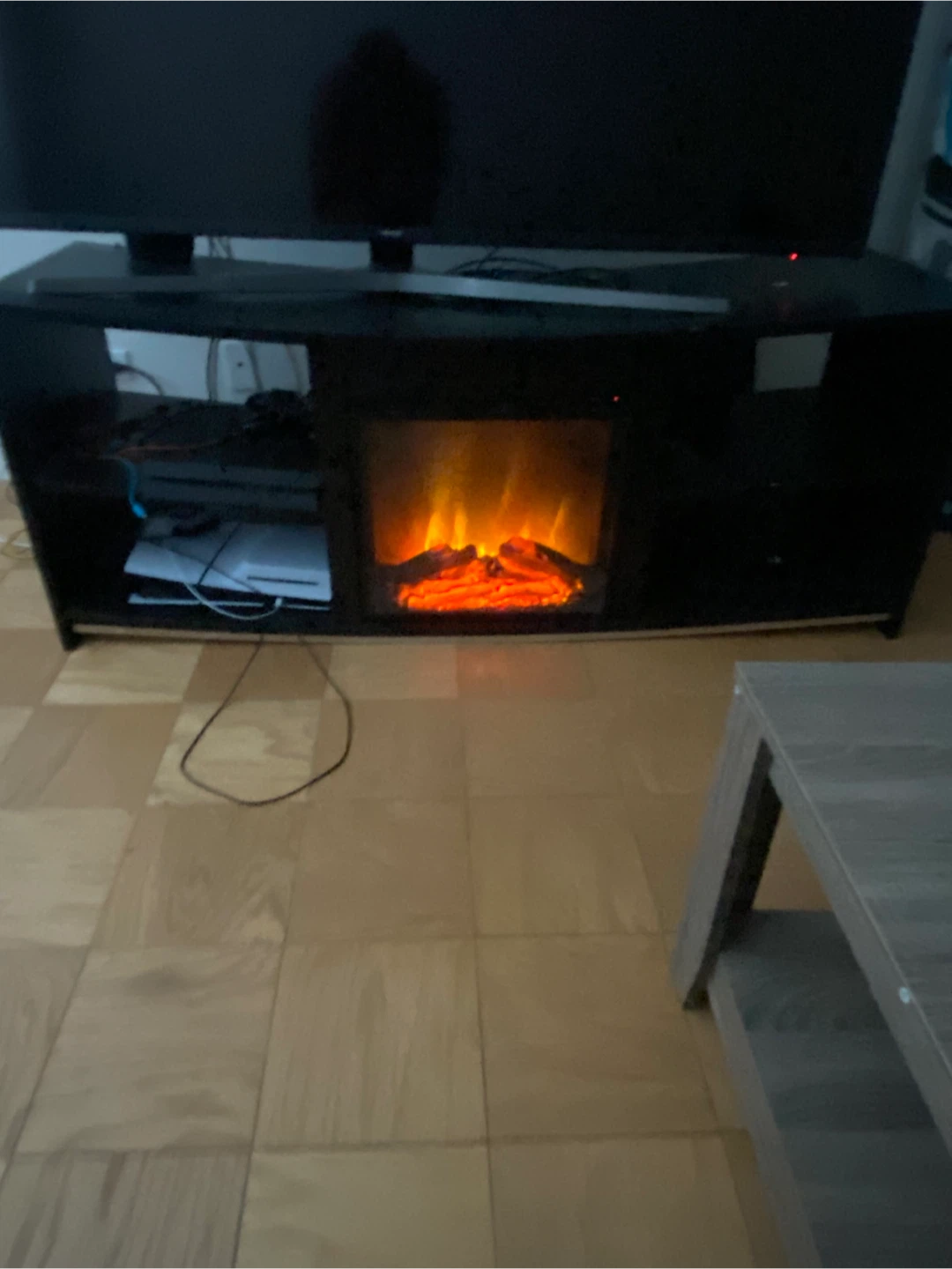 Black Entertainment Center with Electric Fireplace - photo 3