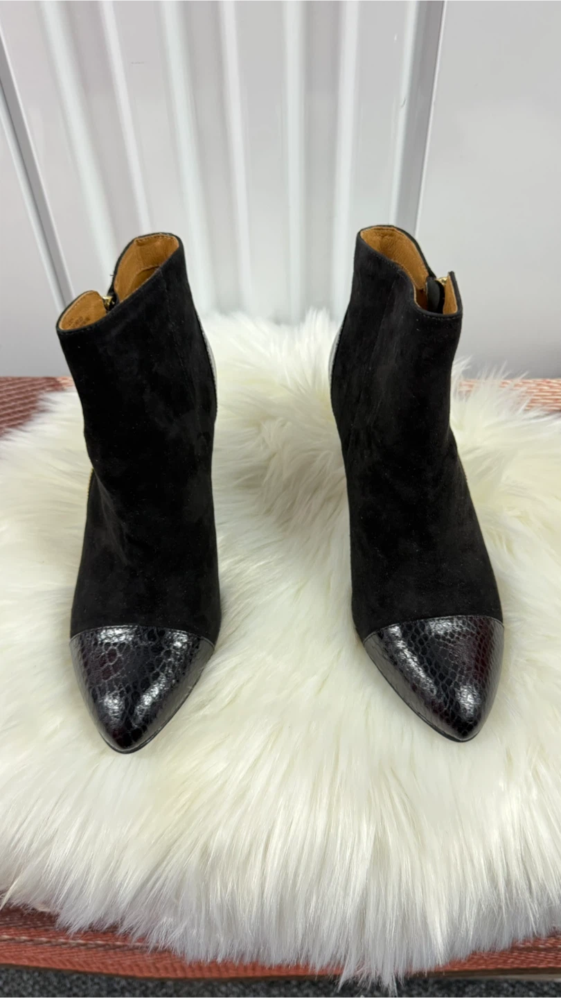 SOFFT Black Suede & Snake Embossed Heel Booties - Size 9.5M