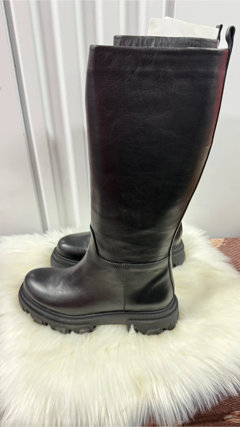 Henderson Black Leather Knee-High Boots Size 10 - photo 2