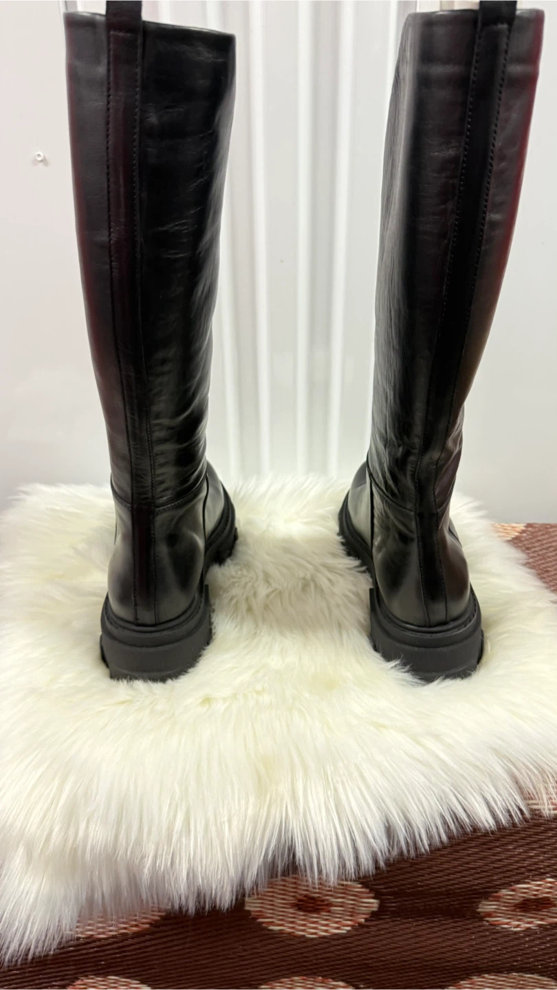 Henderson Black Leather Knee-High Boots Size 10 - photo 3
