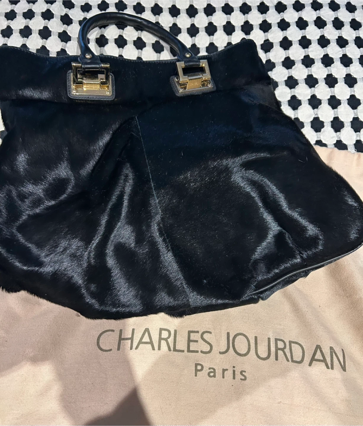 Black Fur Tote Bag - Charles Jourdan